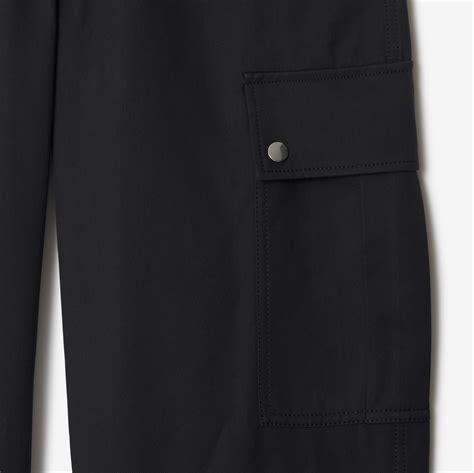 Cotton Blend Cargo Trousers in Black 